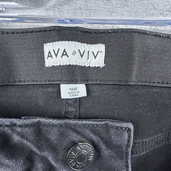 AVA VIV Jegging Jeans Five Design Pockets Dark Wash Womens Black Size 16W - Picture 5 of 11